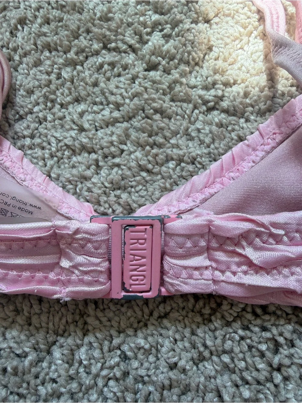 triangl swimwear Light Pink Textured Triangle Bikini Set